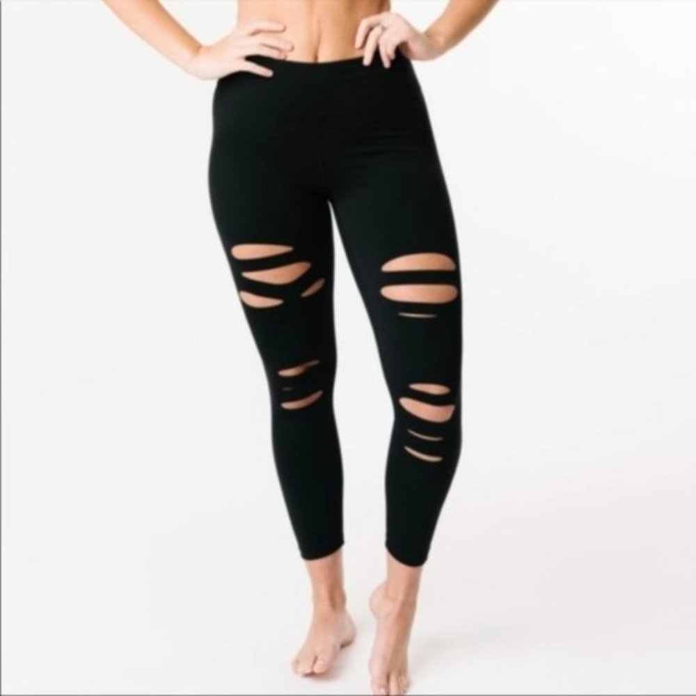 Zyia Black Slash Luxe High Rise  Leggings SizeXXXL